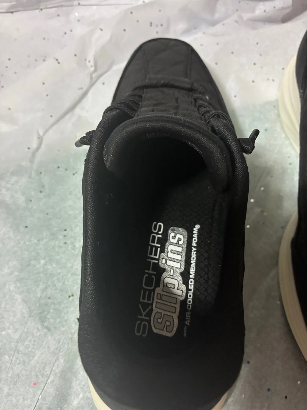Skechers Black Quilted Lace-Up Sneakers with White Sole